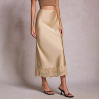 High-waisted Elastic Waist Elegant Sheath Maxi Skirt