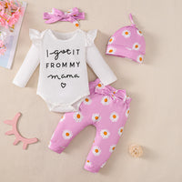 Baby Girl Cotton Romper 4-piece Set
