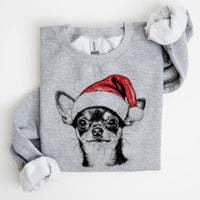 Christmas Puppy Print Polyester Round Neck Sweatshirt Unisex