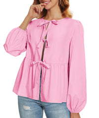 Autumn Loose Sweet Lace-up Shirt Sexy Strappy