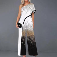 Women's Slimming Printed Fashion Color Contrast Jumpsuit