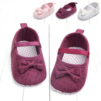 Baby Girl Solid Color Toddler  0-6-12 Months Non-slip Shoes Bow