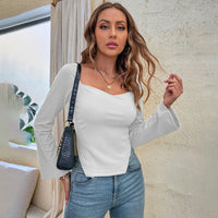 Women's Elegant Commuting Slim-fit Irregular Flared Sleeve Short Long-sleeved Top