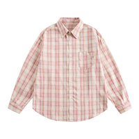 Irregular Pocket Personality Design Loose Plaid Shirt High Street Tide