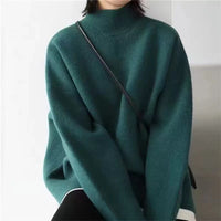 Loose Outer Wear Casual Mid-length Round Neck Cashmere Thickened Sweater