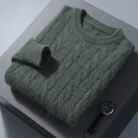 Men's Round Neck Pullover Thickened Mink Sweater Loose Casual Solid Color Knitted Base Cardigan