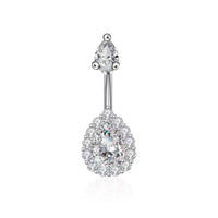 Flower Belly Ring Inlaid Zircon Water Drop Serpentine