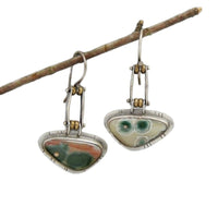 Geometric Triangle Enamel Asymmetric Earrings