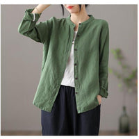 Long Sleeve Shirt Loose Slim Fit Slimming Pure Color All-matching
