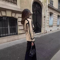 Casual Double-sided Woolen Coat Lace-up Contrast-color Mid-length