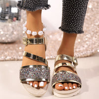 Plus Size Sequin Fashion Buckle Platform Sandals