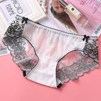 Low-rise Embroidered Lace Panties And Mesh Briefs