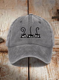 Washed Cotton Printed Hat Distressed Style Mens Vintage