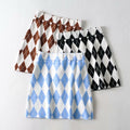 Autumn New Retro Diamond Plaid Color Matching Plaid Knitted Skirt Base