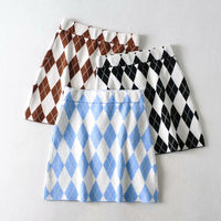 Autumn New Retro Diamond Plaid Color Matching Plaid Knitted Skirt Base