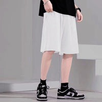 Mens Ice Silk Cropped Sports Casual Pants