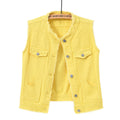 Candy-Colored Sleeveless Waistcoat With Raw Hem Womens Top
