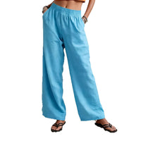 Womens Wide-leg Pants Comfortable Cotton-linen Blend Solid Color Fashionabl