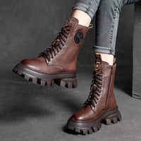 Women's Thick-soled High-top With Velvet Martin Retro Biker's Ankle Boots