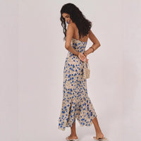 Beach-Style Waist-Cinching Elegant Floral Beach Slip Dress