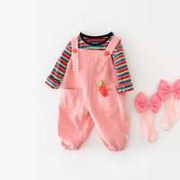 Baby Cotton Suspender Pants Spring New Baby Girl Cartoon Rabbit Ear Pants