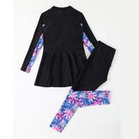 Conservative Split Two-piece Long-sleeved Trousers Medium And Large Girls Swimsuit