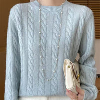 Loose And Sweet Cable-knit Crewneck Sweater