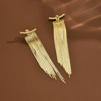 Irregular Slanted Long Tassel Earrings