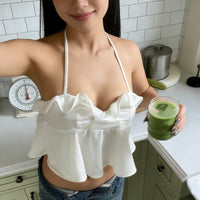 Neck-hanging Midriff-baring Tank Top For Women