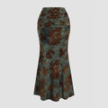 Autumn New Womens Elegant Velvet Sheath Midi Skirt