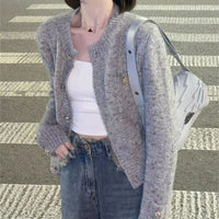 Women's solid color versatile button loose jacket