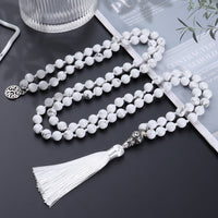 New Chinese-style 108-bead Natural White Turquoise Necklace