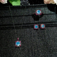 Rose-cut Brilliant Sugar-heart Navy Zircon Stud Earrings