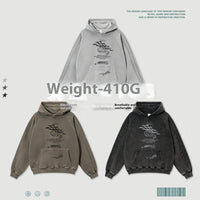 Washed-out Vintage Hooded Sweater For Men