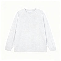Solid-color Heavyweight Pure Cotton Crew-neck Long-sleeve T-shirt For Women