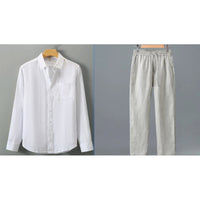 Lightweight Casual Solid-color Pure Linen Set