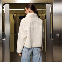 Women's Solid Color High Neck Long Sleeved Thick Coat