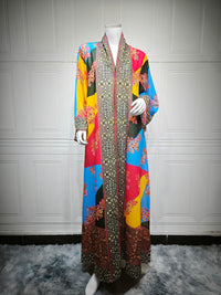Womens Fashion Printed Long-Sleeve Dress