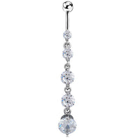Crystal Button Ring Heart Belly Piercing