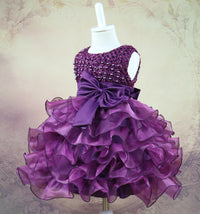 Girls' Bow String Beads Flower Princess Dress
