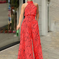 Women's Temperament Elegant Waist Tie Sleeveless Jumpsuit