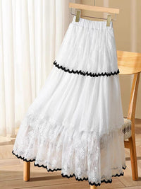 Womens Casual Versatile Lace-trimmed Skirt