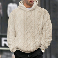Men's Casual Jacquard Double-Sided Fleece Hoodie Top
