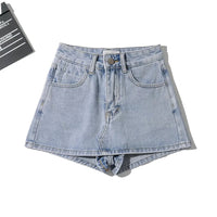 High Waist One Button Short Net Surface Denim Skirt