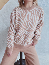 Commuter Knitted Two-piece Zebra Pattern Contrast Color