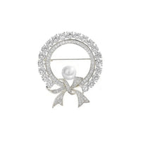 Rhinestone Bow Pearl Brooch Corsage Clothing Suit Matching