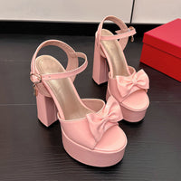 Womens Chunky-heel Ultra-high-heeled Peep-toe Sandals