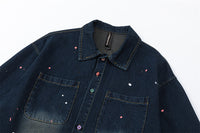 Contrast Color Inkjet Long-sleeved Shirt Denim Clothes Jacket Spring And Autumn