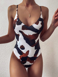 One-piece Pleated Bikini Strap Swimsuit