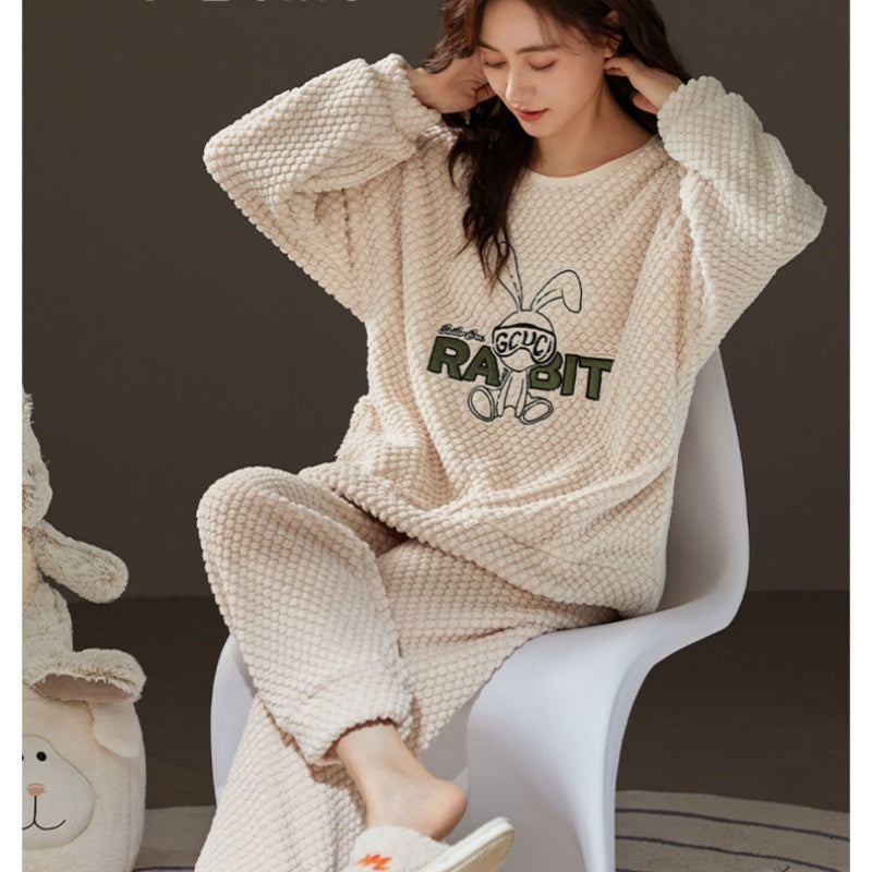 Couple Coral Fleece Thermal Pajamas Women's Long Sleeve Suit